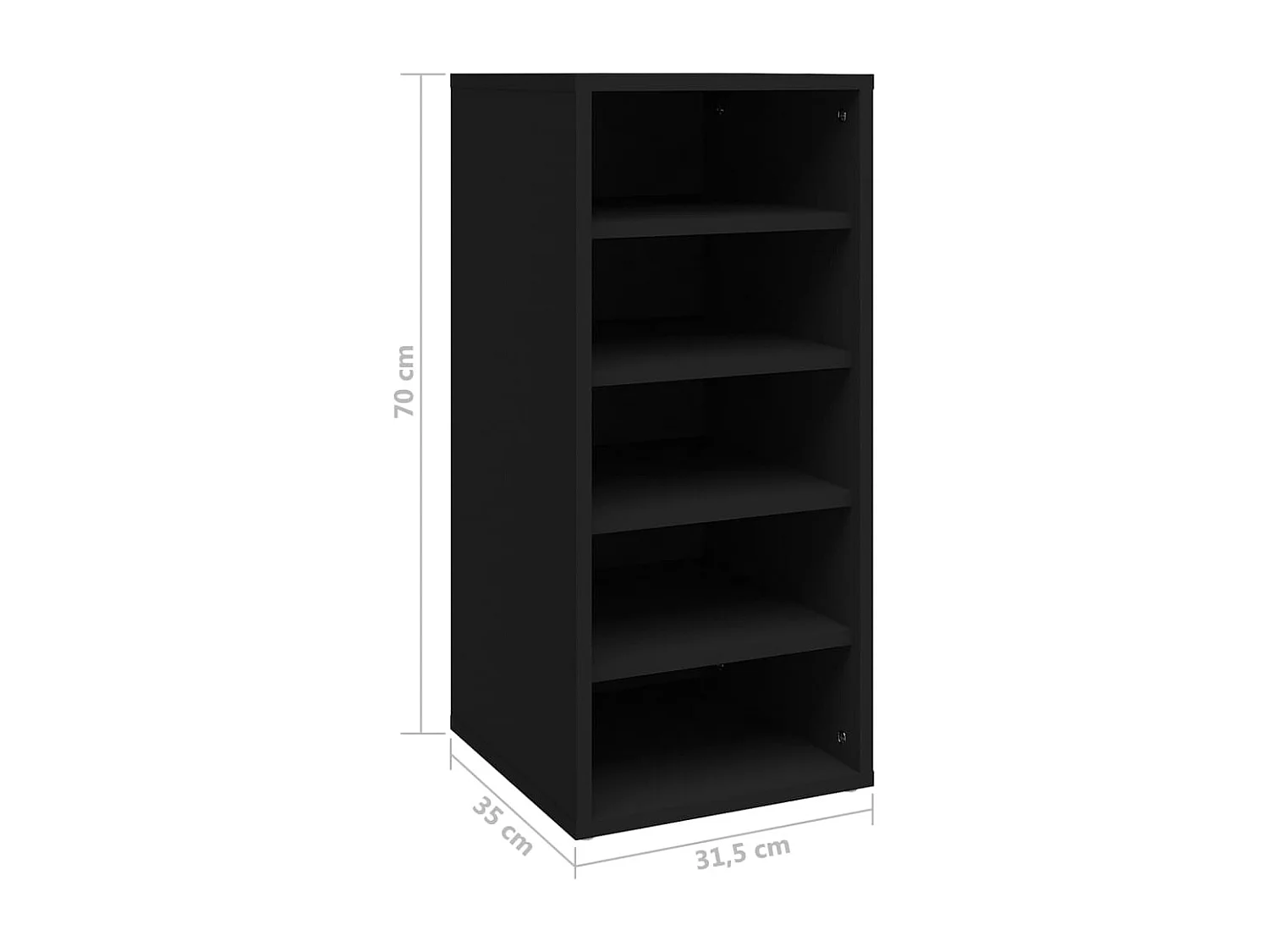 zapateros negros de 31,5 x 35 x 70 cm de madera de ingeniería