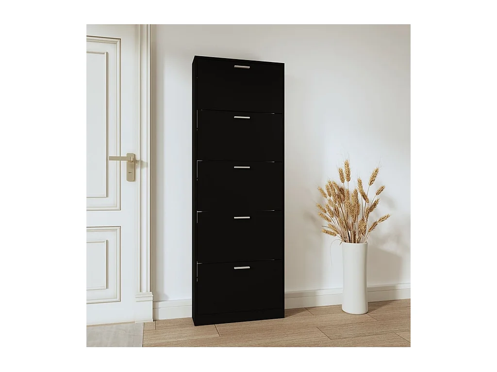 Zapatero negro 59x17x169 cm Madera contrachapada