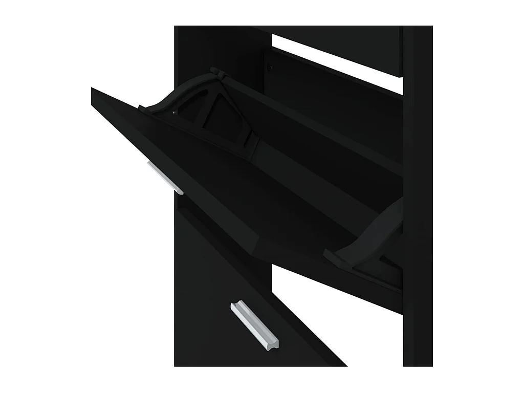 Zapatero negro 59x17x169 cm Madera contrachapada