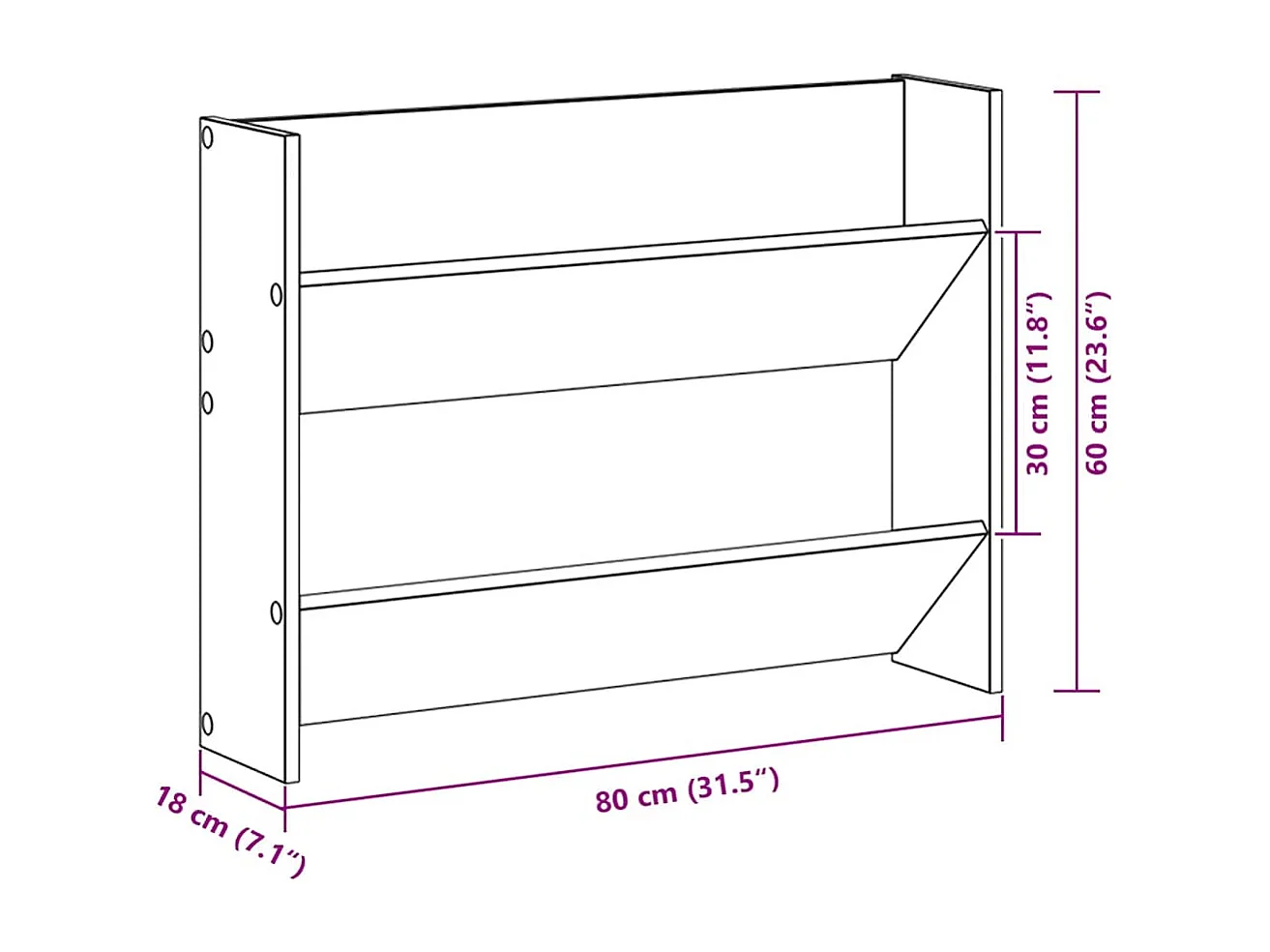 Zapatero de pared, roble artesanal, madera de ingeniería
