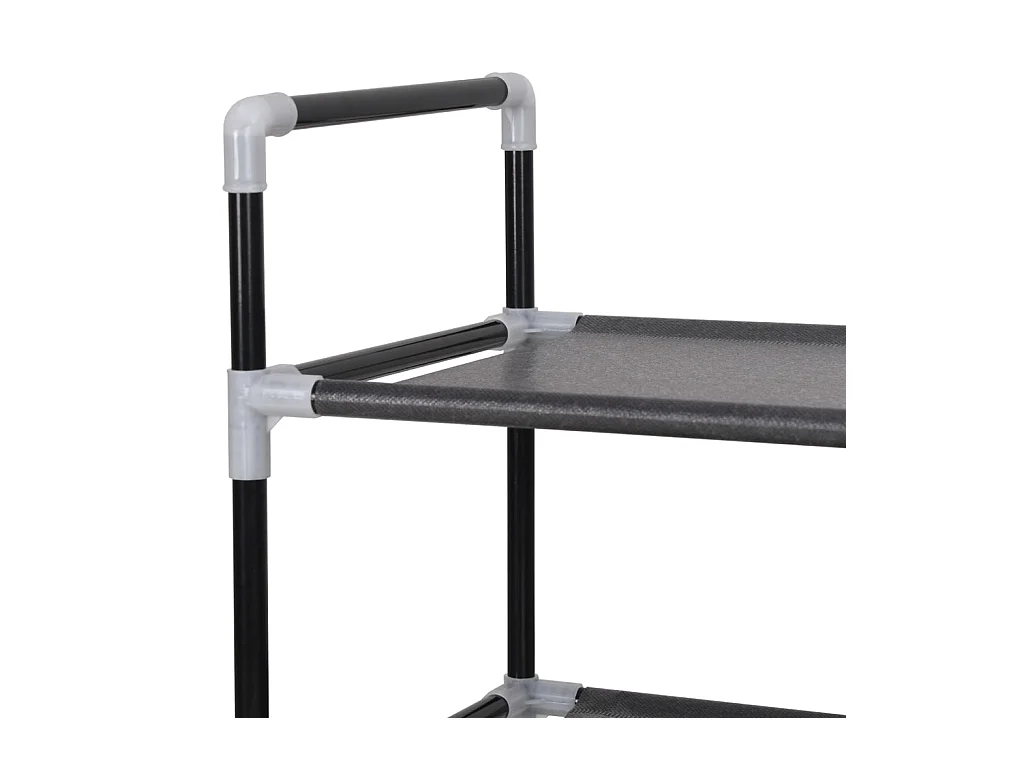 Schoenenrek met 8 planken Metaal en non-woven stof Zwart