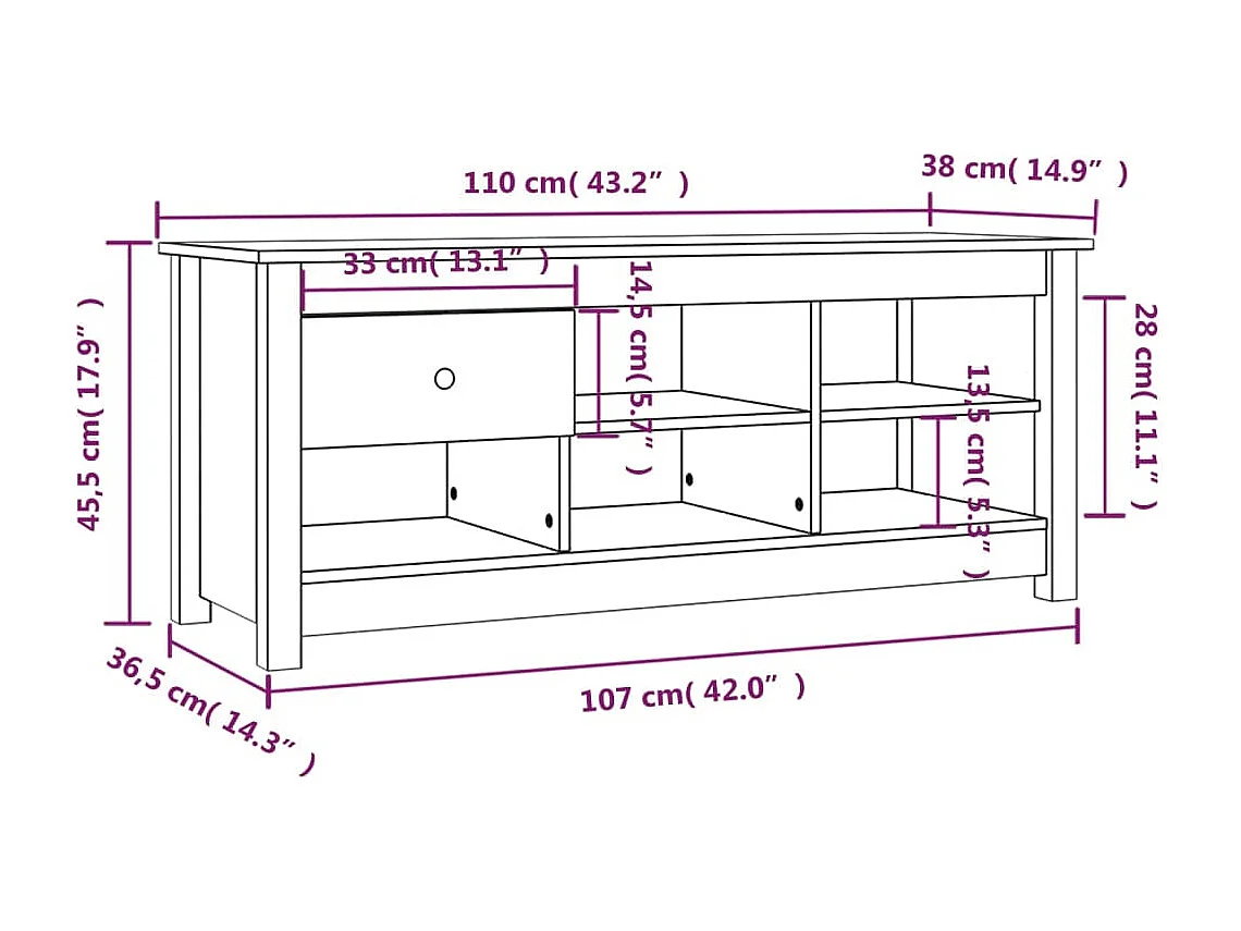 Armoire à chaussures 110x38x45,5 cm Bois de pin massif