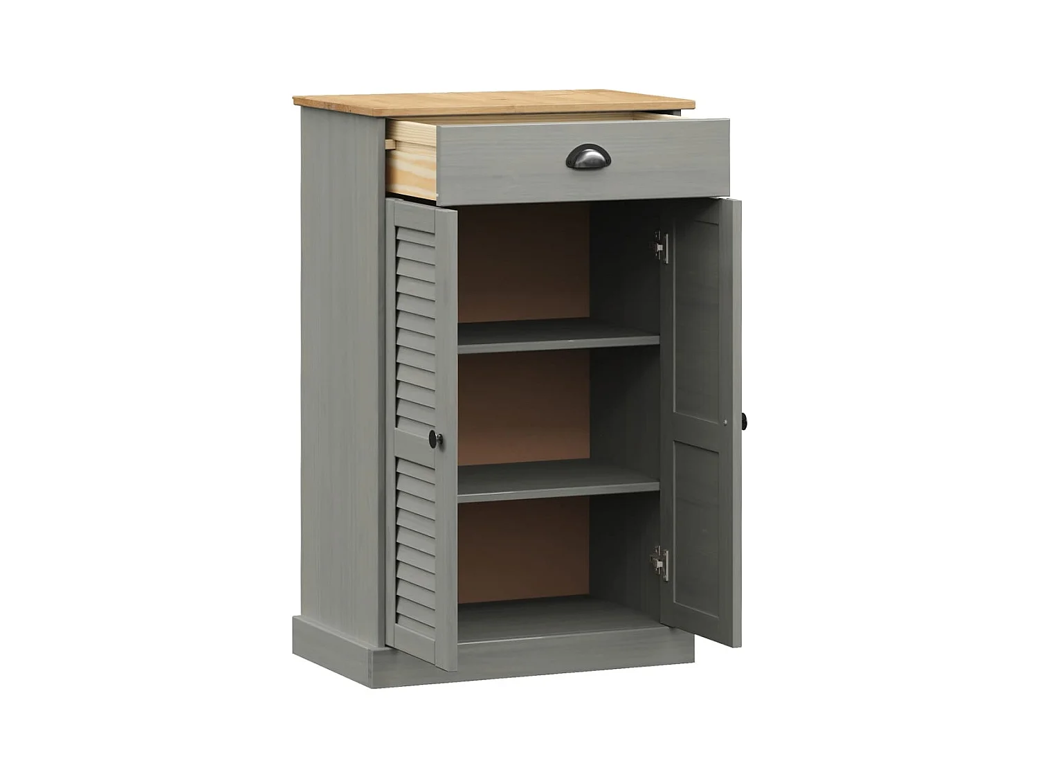 Armoire à chaussures gris 60x35x96 cm bois massif de pin