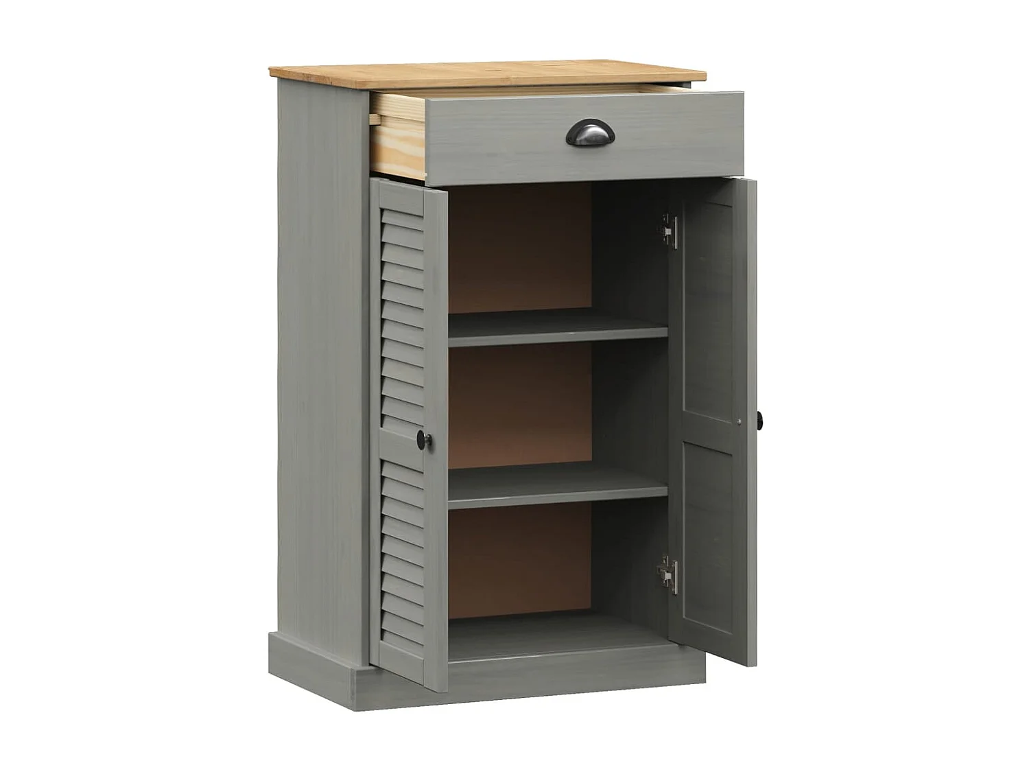 Armoire à chaussures gris 60x35x96 cm bois massif de pin