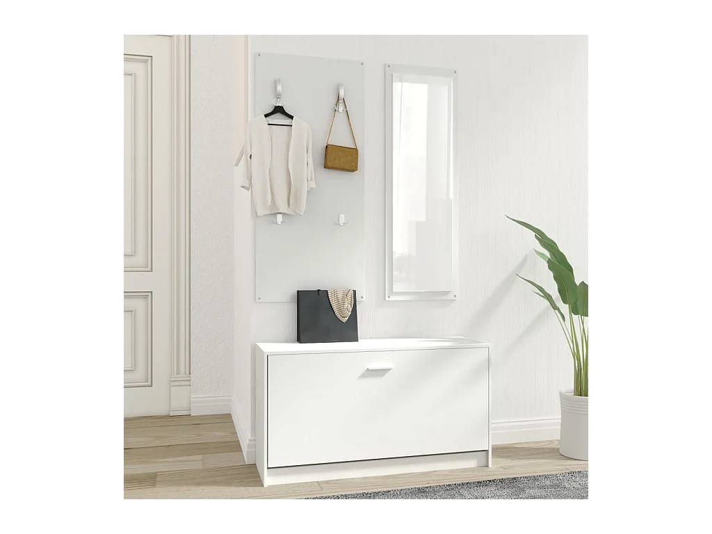 Ensemble d'armoires à chaussures 3-en-1 Blanc Bois d'ingénierie