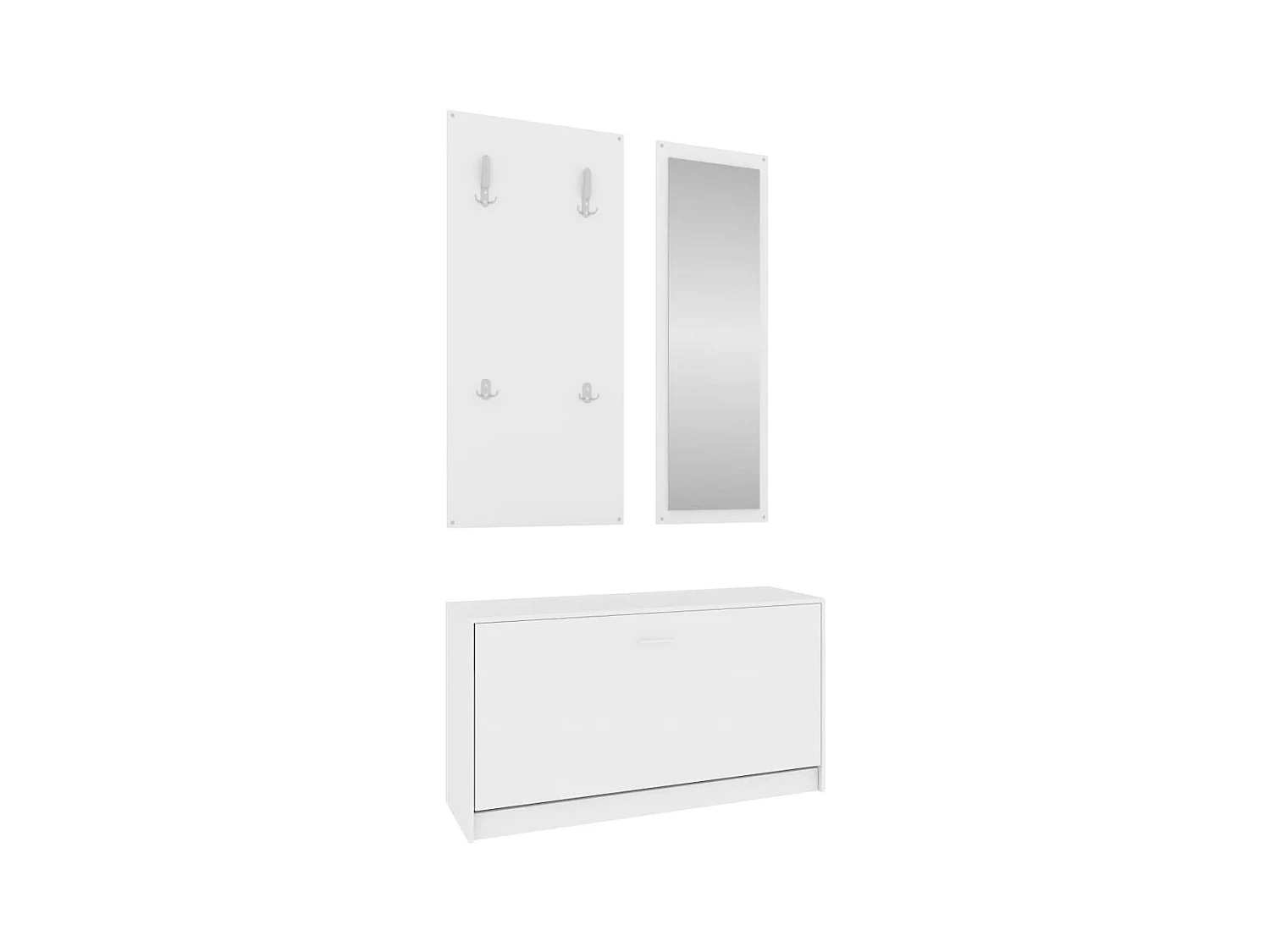 Ensemble d'armoires à chaussures 3-en-1 Blanc Bois d'ingénierie