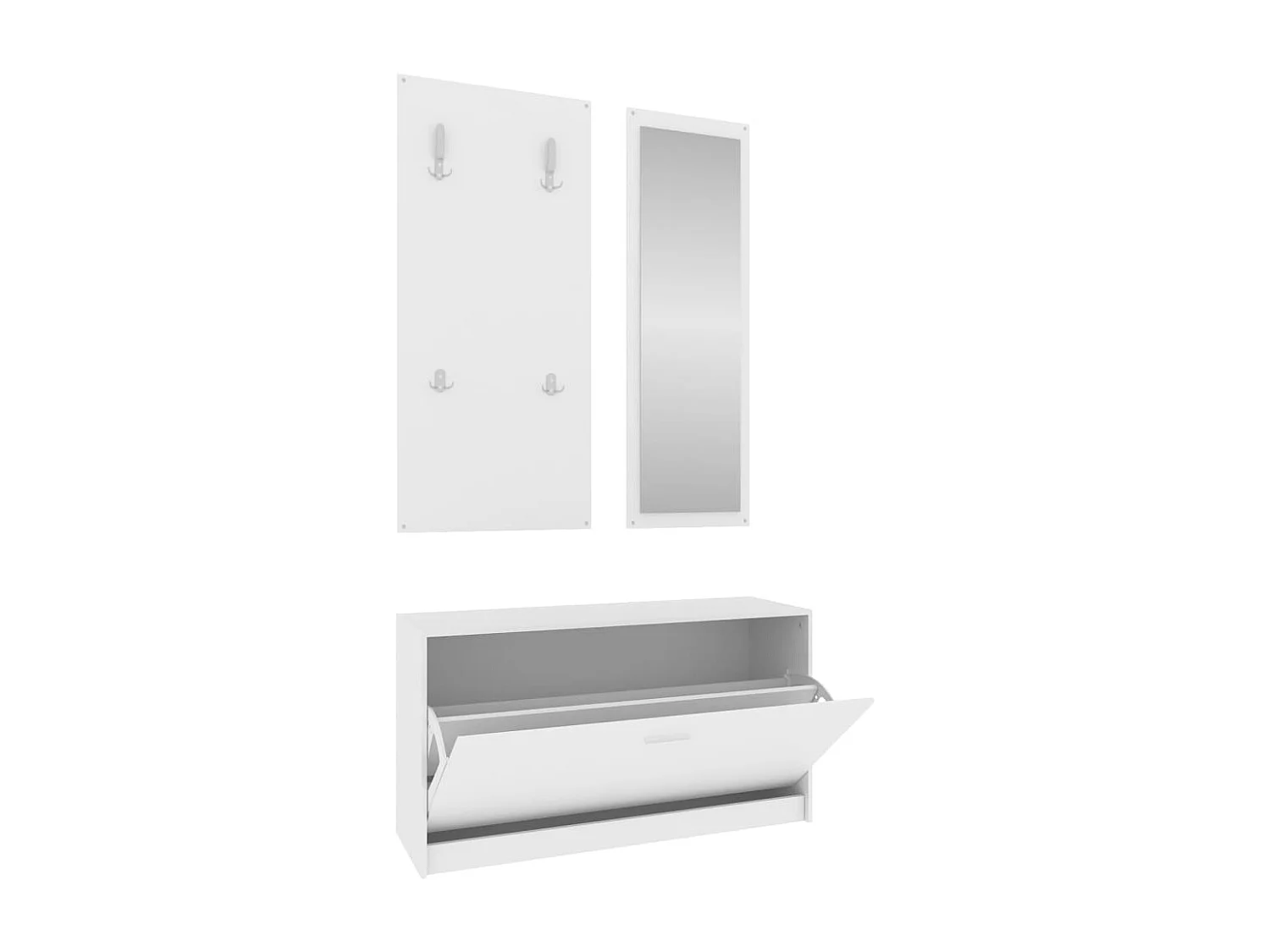 Ensemble d'armoires à chaussures 3-en-1 Blanc Bois d'ingénierie