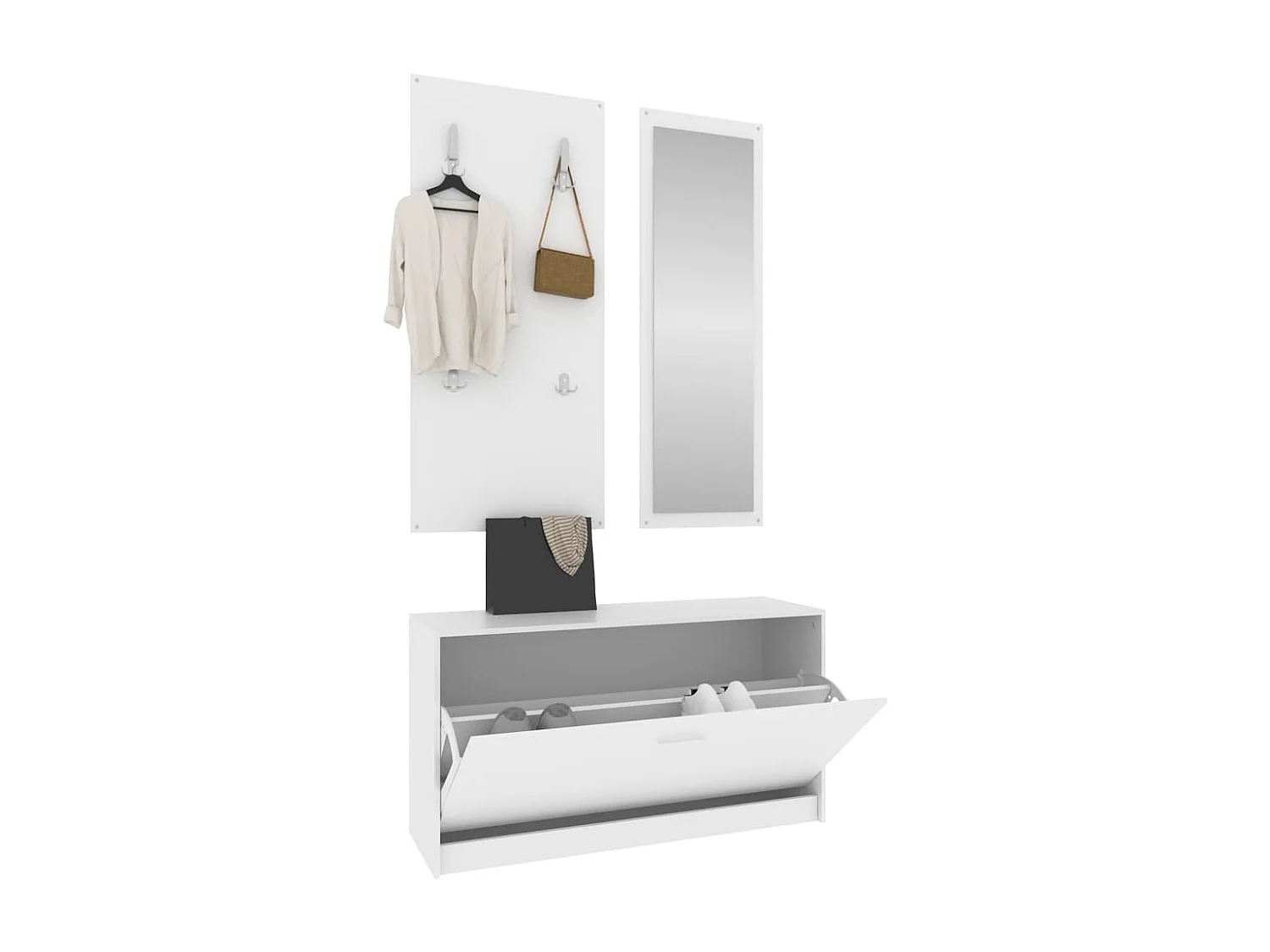 Ensemble d'armoires à chaussures 3-en-1 Blanc Bois d'ingénierie