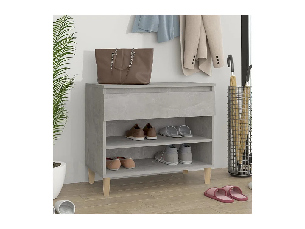 Betongrijze schoenenkast 70x36x60 cm bewerkt hout