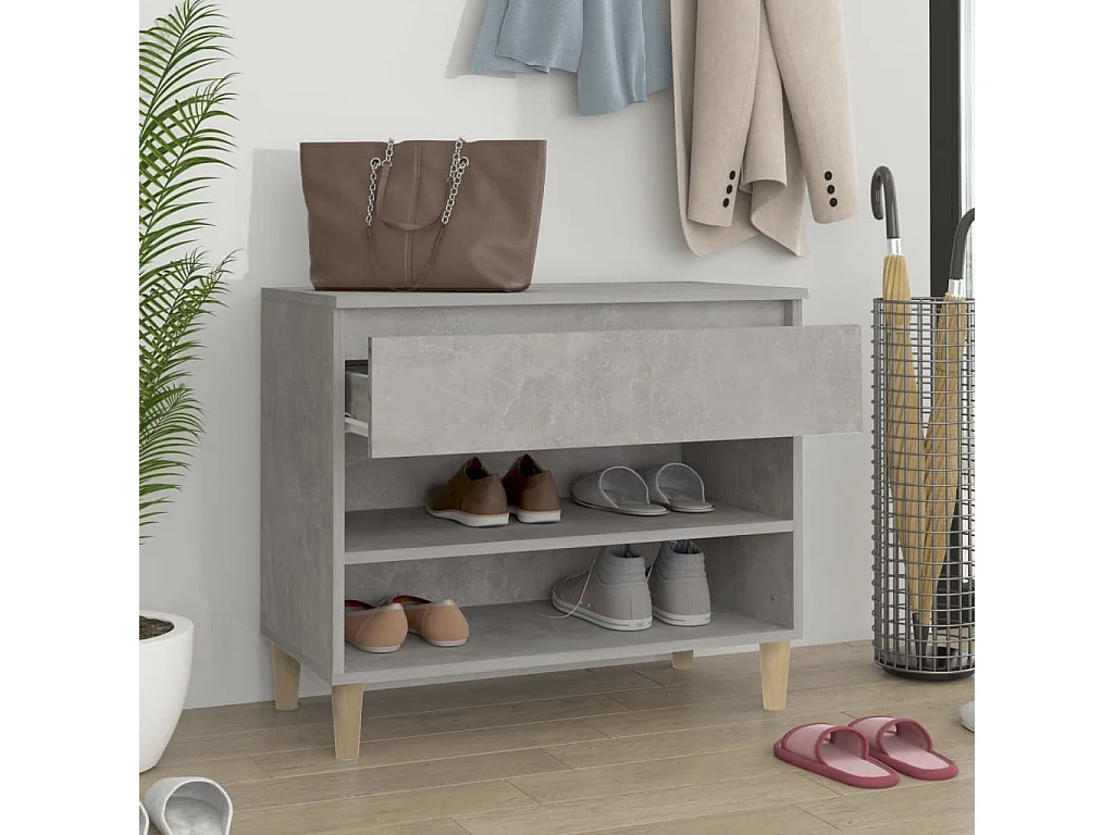 Betongrijze schoenenkast 70x36x60 cm bewerkt hout