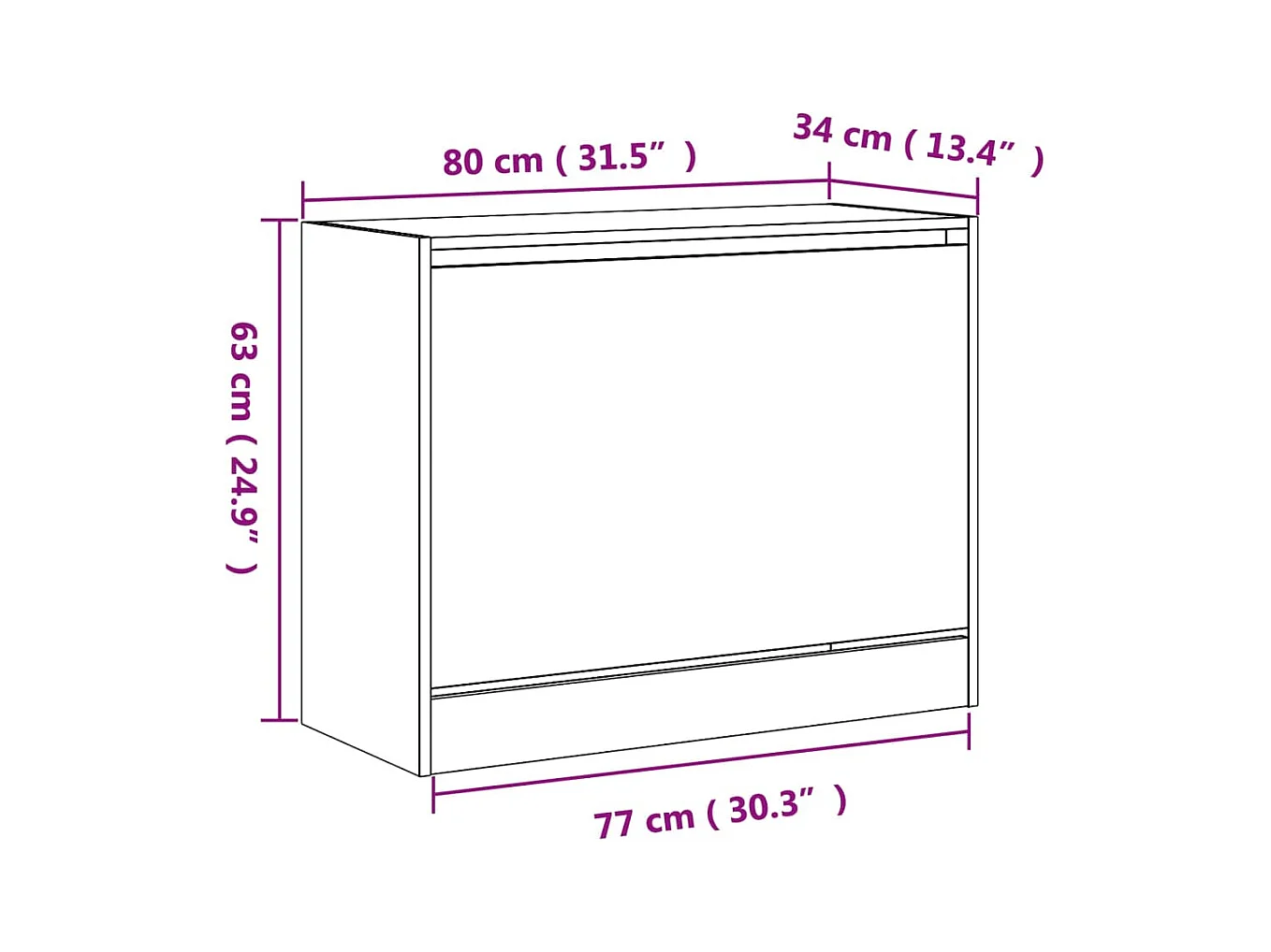 Armoire à chaussures chêne sonoma 80x34x63 cm bois d'ingénierie