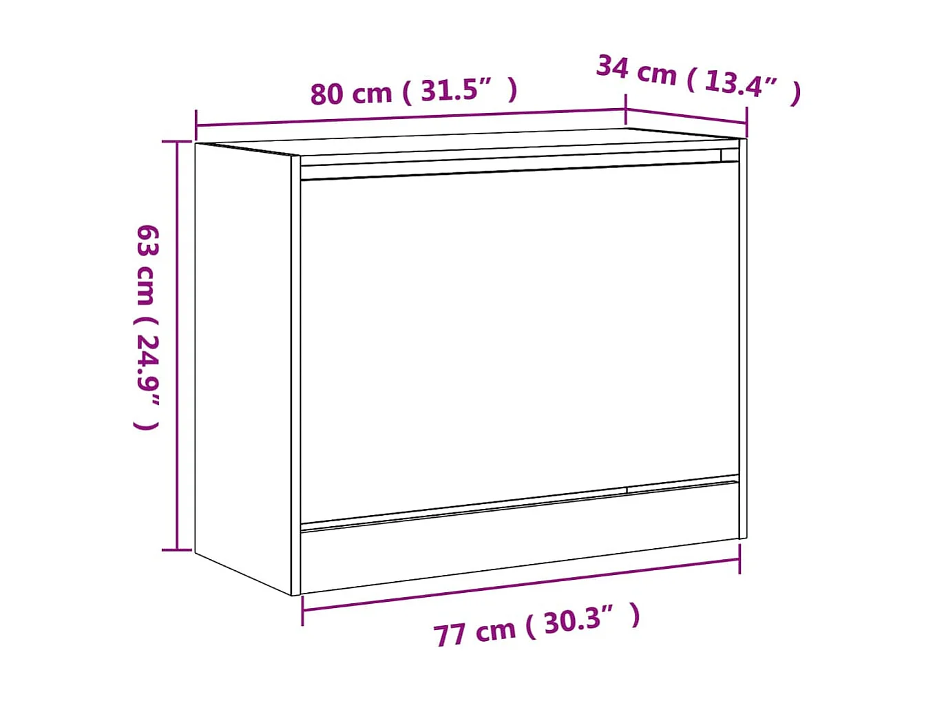 Zapatero de roble Sonoma 80x34x63 cm madera de ingeniería