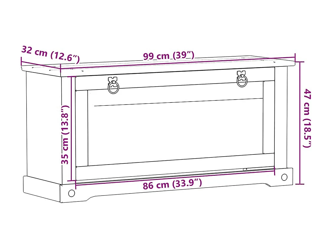 Armoire à chaussures 99x32x47 cm bois de pin massif