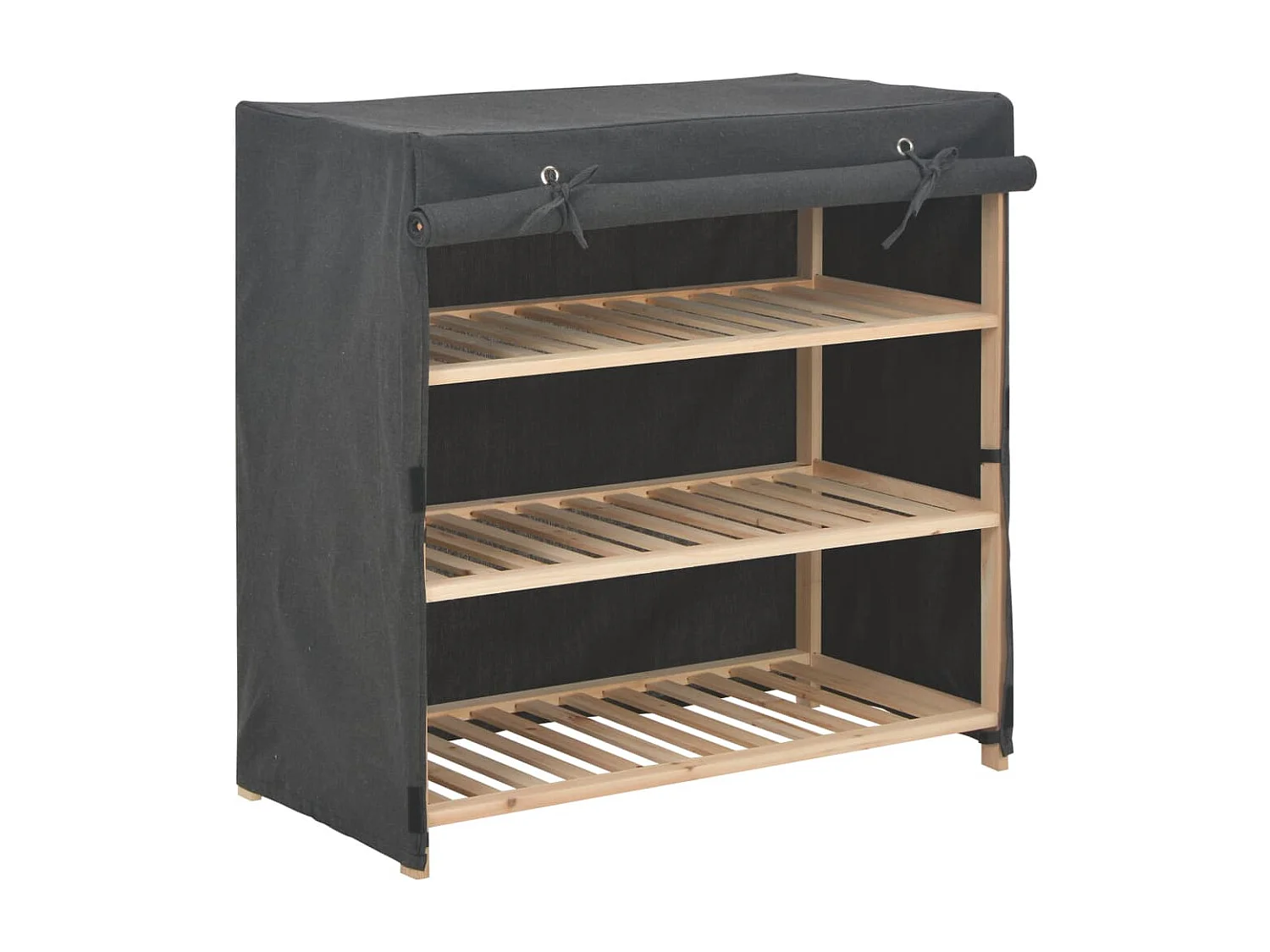 Scarpiera con coperchio Grigio 79x40x80 cm Tessuto