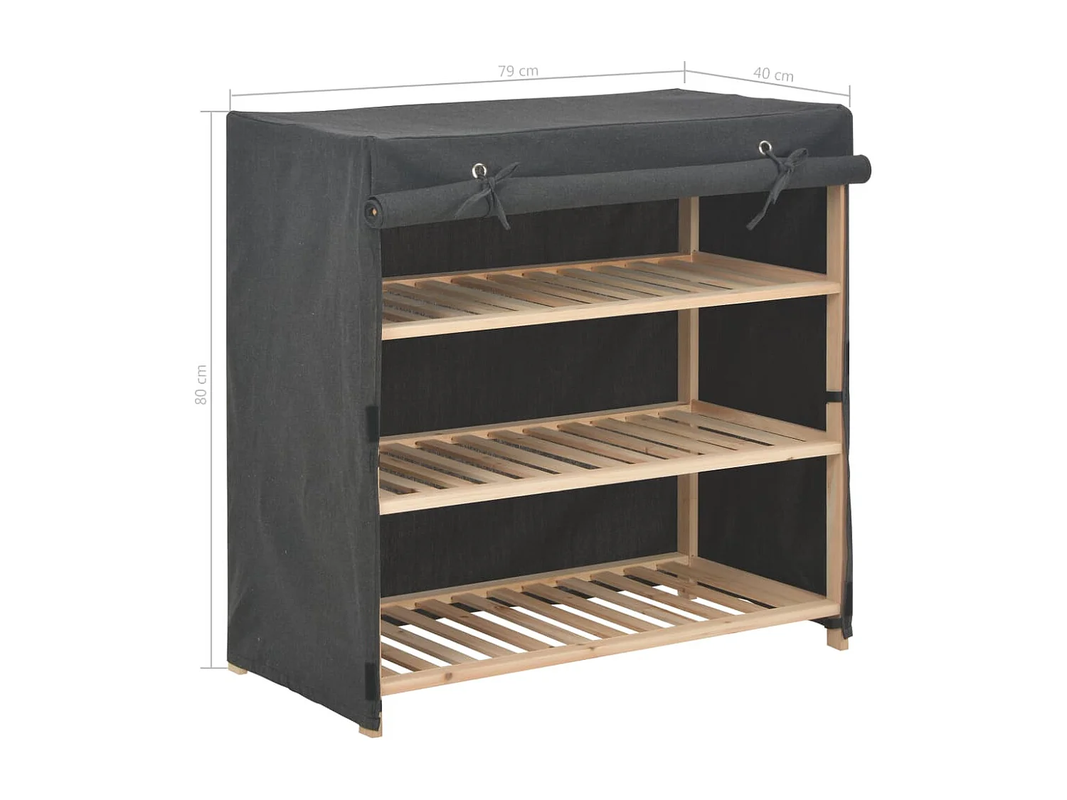 Scarpiera con coperchio Grigio 79x40x80 cm Tessuto