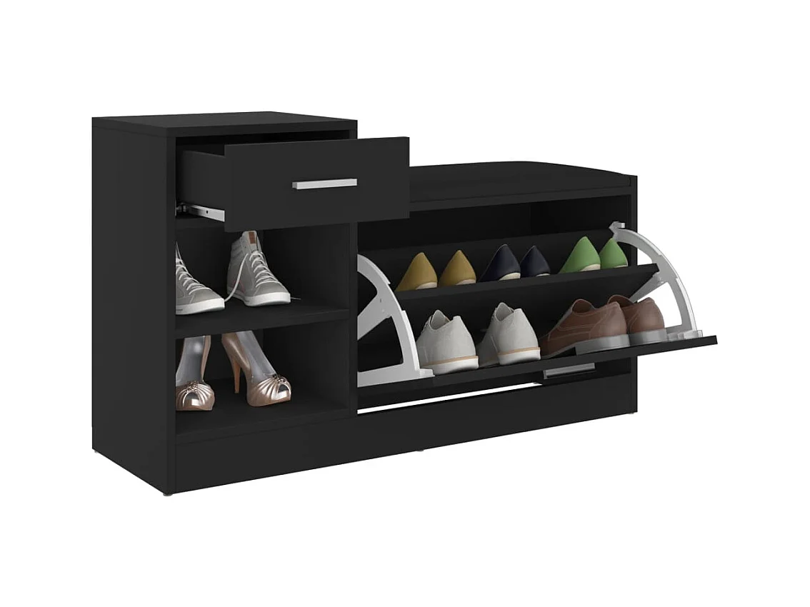 Banc à chaussures Noir 94,5x31x57 cm Aggloméré