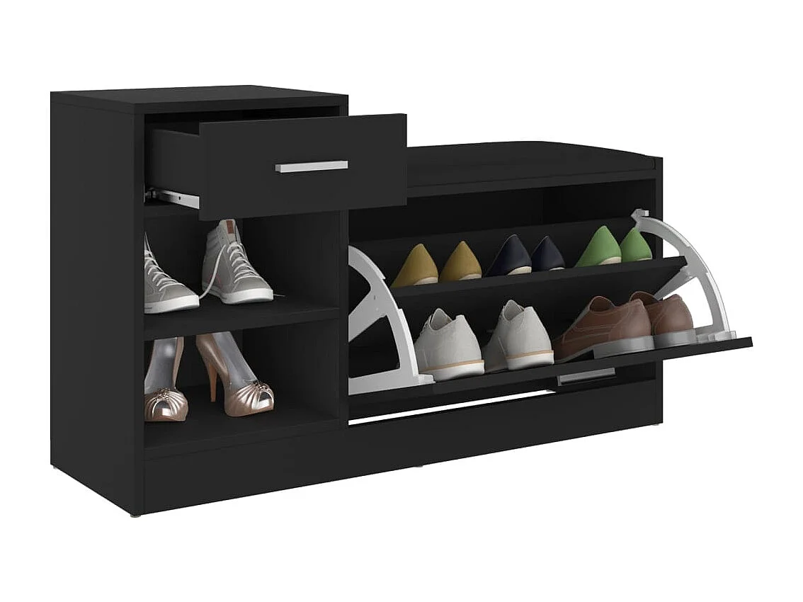 Banc à chaussures Noir 94,5x31x57 cm Aggloméré