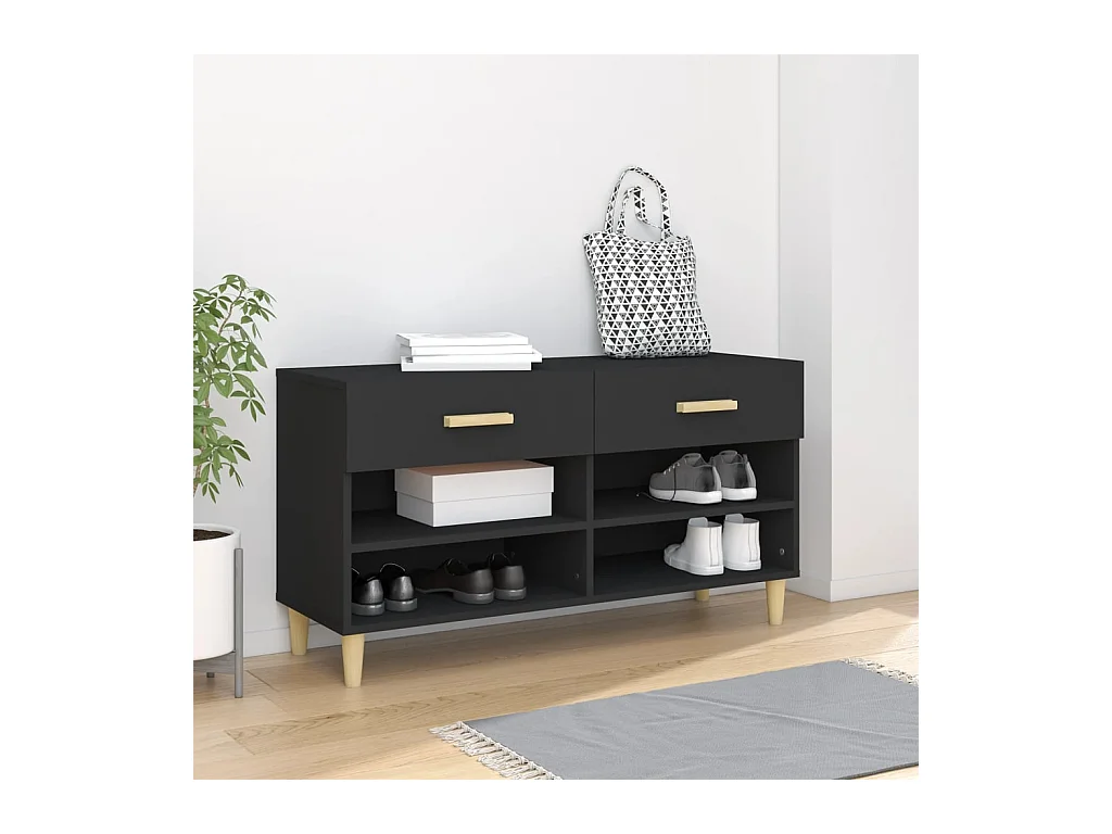 Armoire à chaussures Noir 102x35x55 cm Bois d'ingénierie