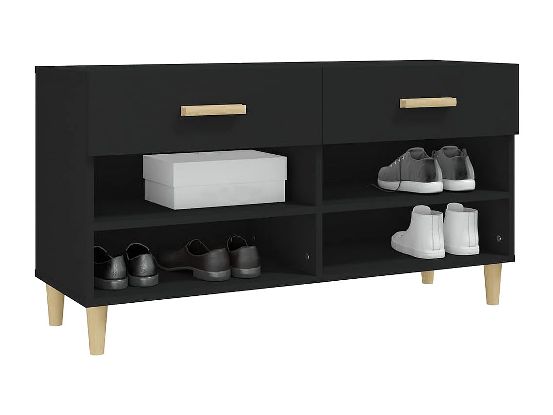 Armoire à chaussures Noir 102x35x55 cm Bois d'ingénierie