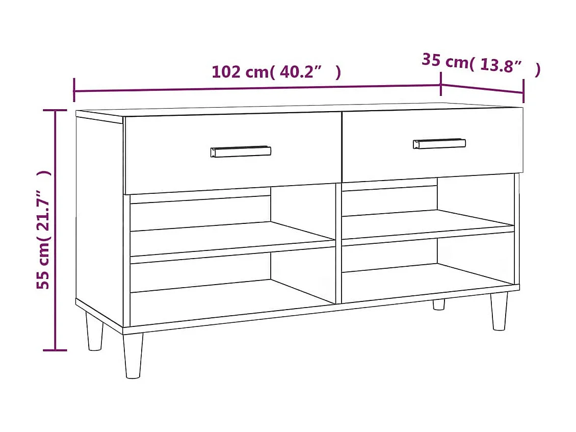 Armoire à chaussures Noir 102x35x55 cm Bois d'ingénierie
