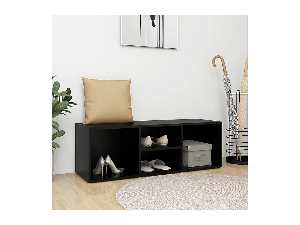 Panca portascarpe nera 105x35x35 cm in truciolato