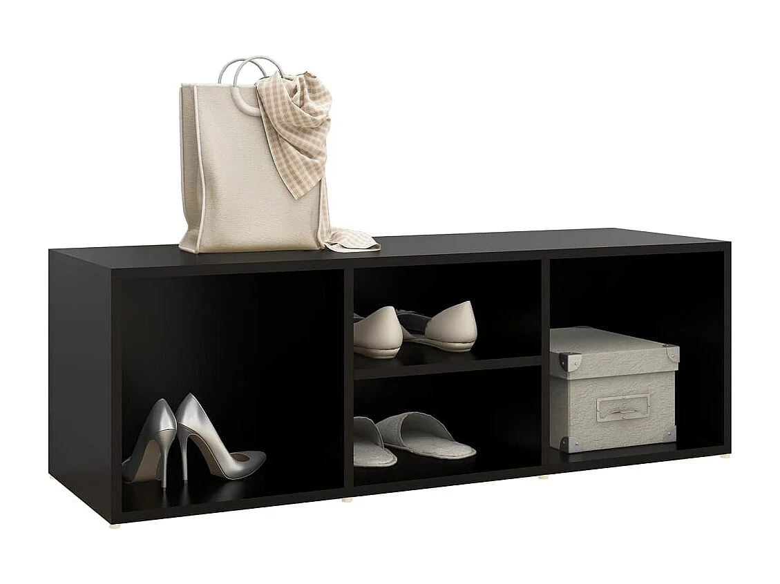 Panca portascarpe nera 105x35x35 cm in truciolato