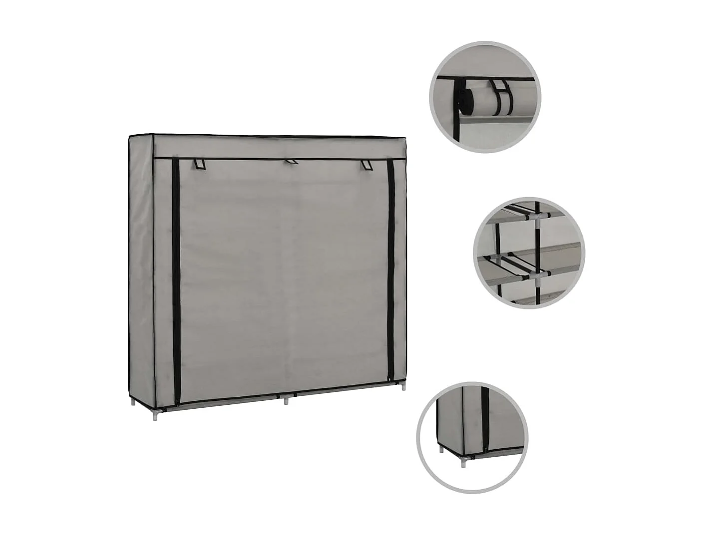 Zapatero con tapa Gris 115x28x110 cm Tela