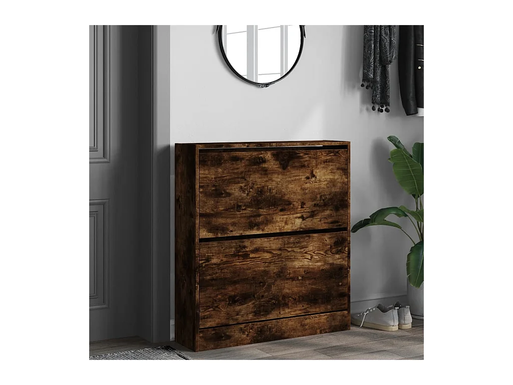 Armoire à chaussures chêne fumé 80x21x87,5 cm bois ingénierie