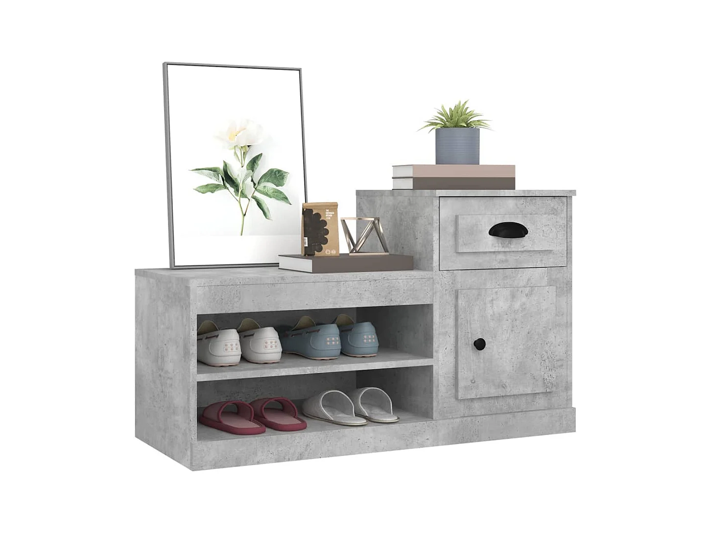 Scarpiera grigio cemento 100x42x60 cm in legno ingegnerizzato