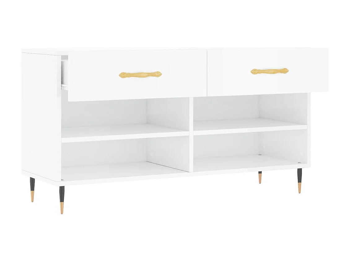 Schoenenbank wit hoogglans 102x35x55 cm bewerkt hout