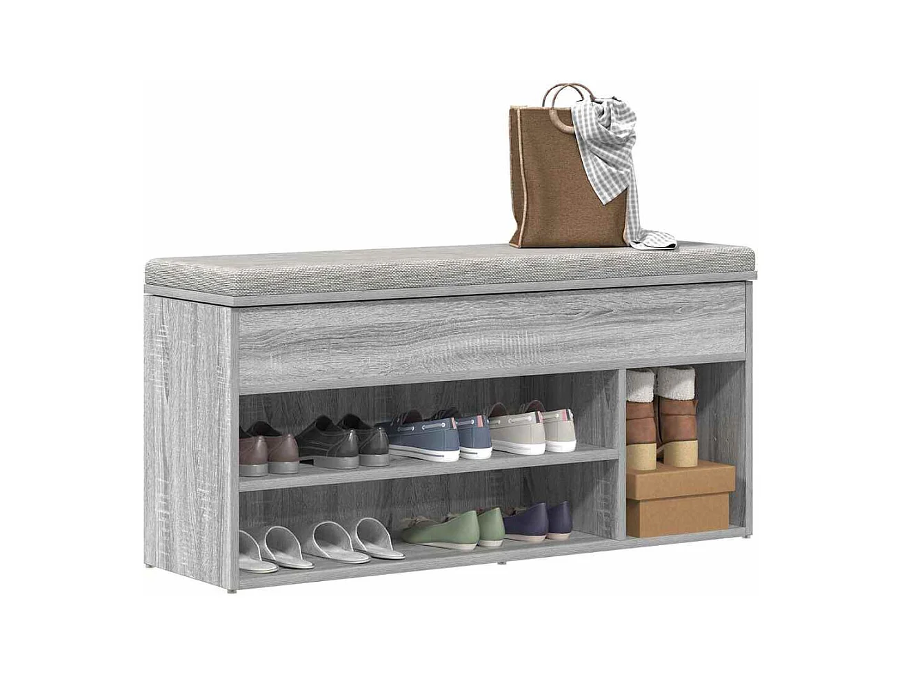 Banc à chaussures sonoma gris 102x30,5x45 cm bois d'ingénierie