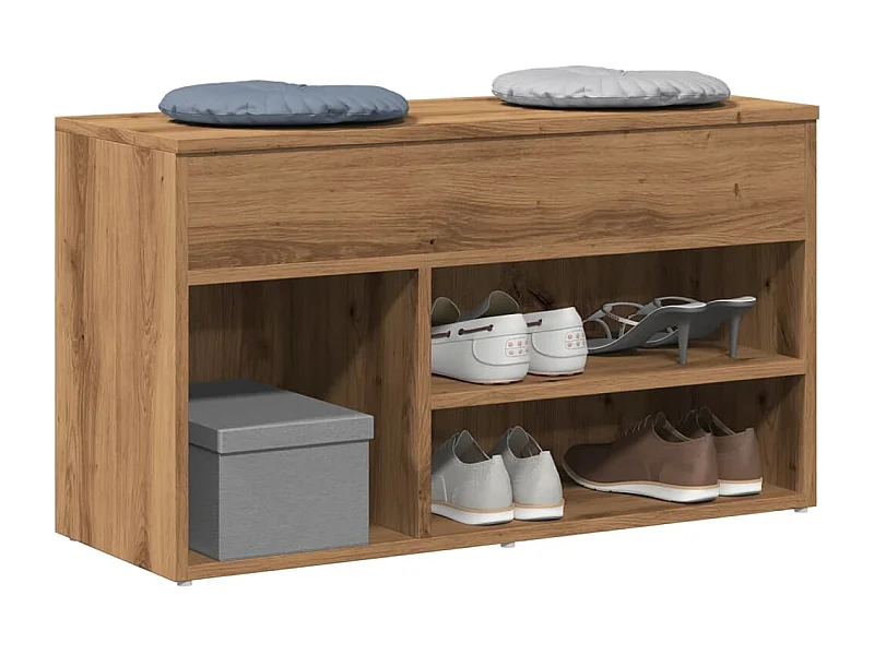 Banc à chaussures chêne artisanal 80x30x45 cm bois d'ingénierie