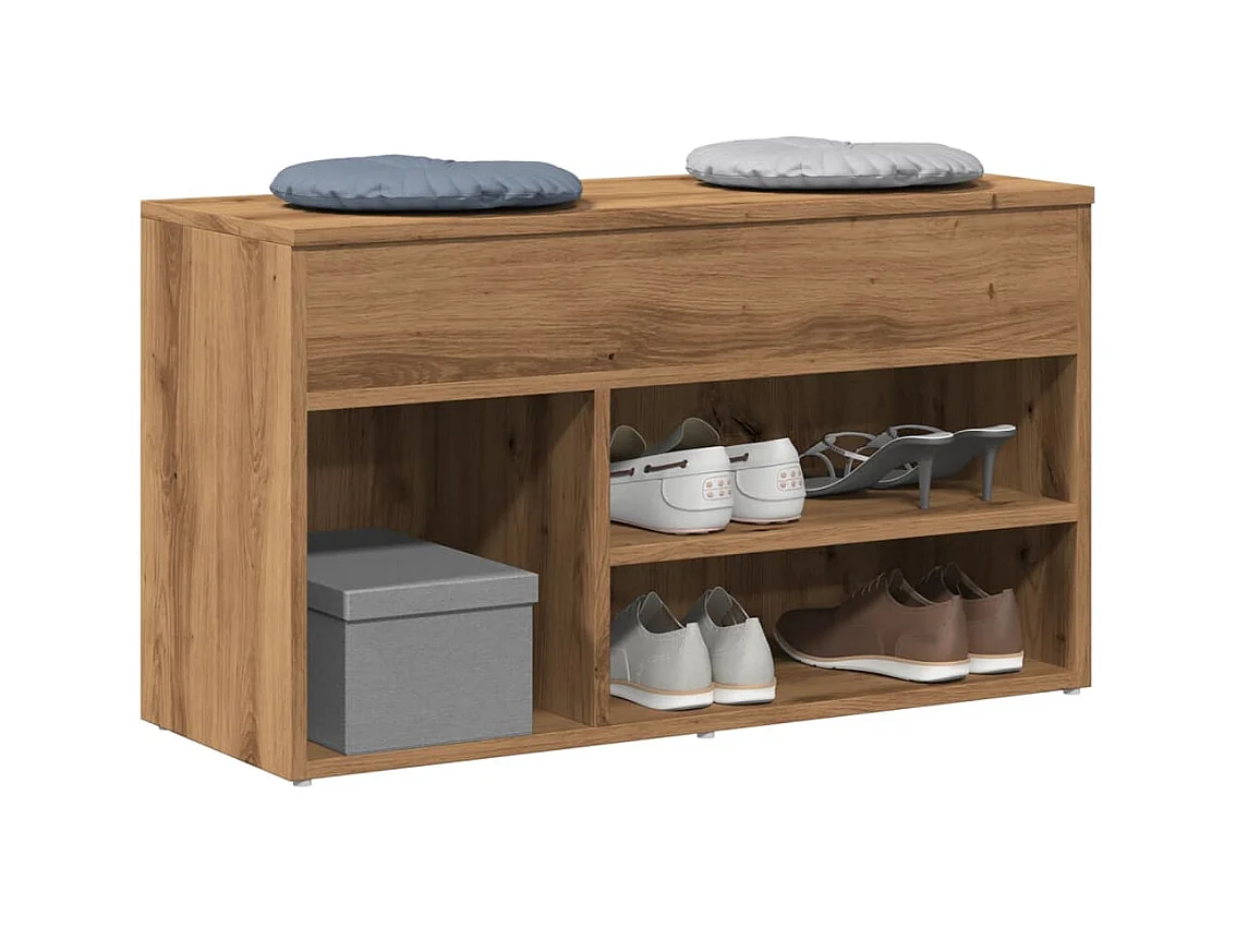 Banc à chaussures chêne artisanal 80x30x45 cm bois d'ingénierie