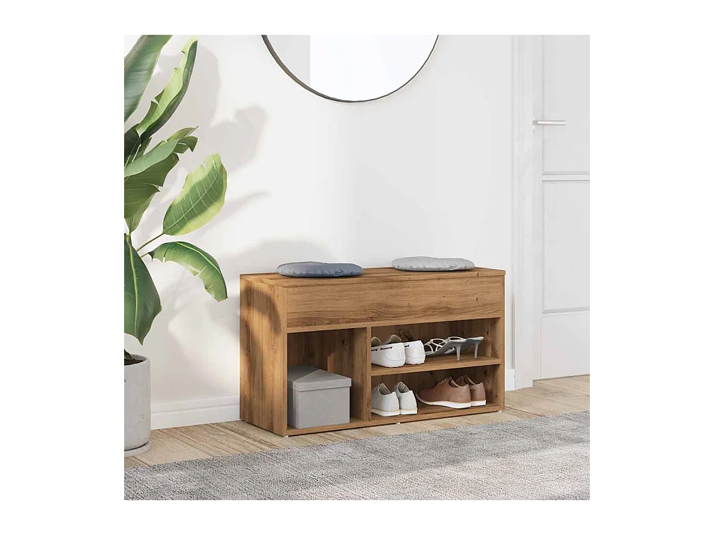 Banc à chaussures chêne artisanal 80x30x45 cm bois d'ingénierie