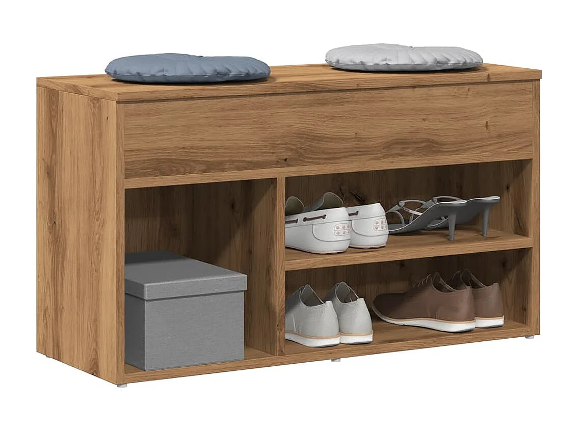 Banc à chaussures chêne artisanal 80x30x45 cm bois d'ingénierie