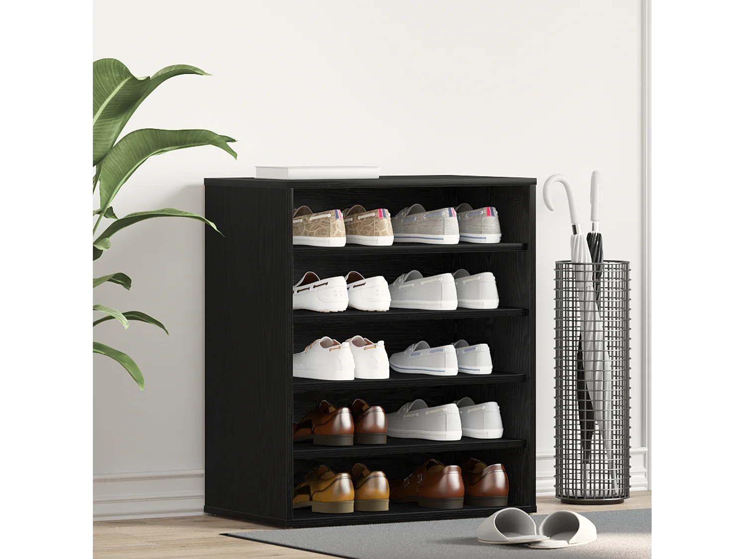 Zapateros Roble negro Madera de ingeniería 60 x 35 x 70 cm