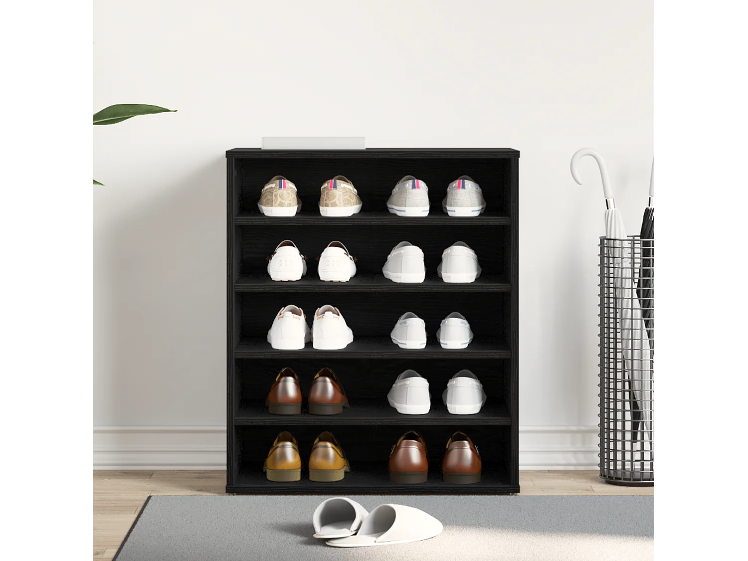 Zapateros Roble negro Madera de ingeniería 60 x 35 x 70 cm