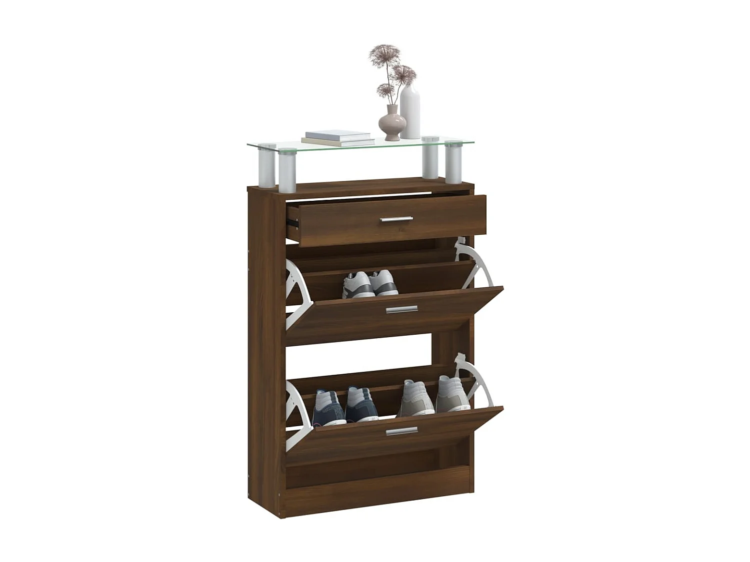 Schuhschrank Braune Eiche 63x24x104cm Holzwerkstoff