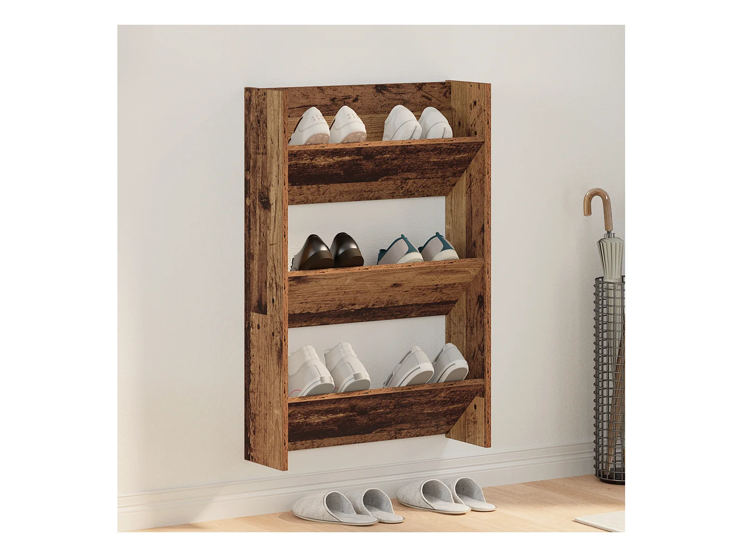 Cabinets à chaussures muraux Vieux bois 60 x 18 x 60 cm