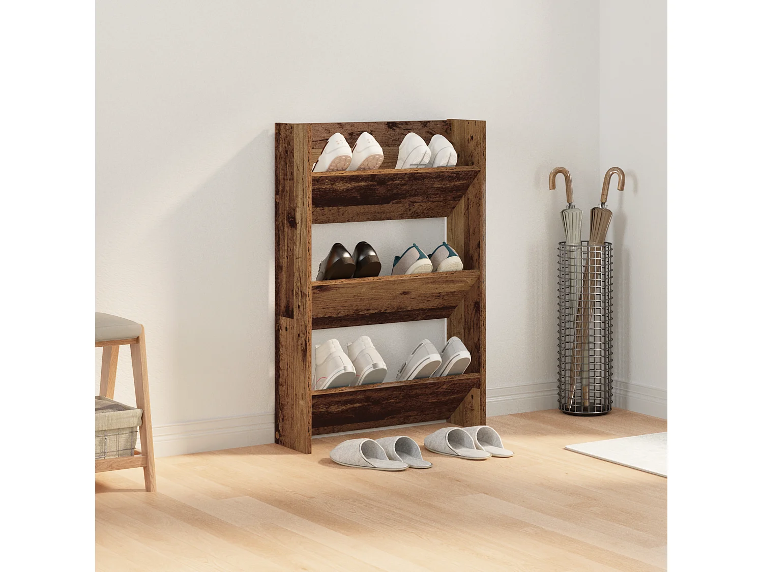 Cabinets à chaussures muraux Vieux bois 60 x 18 x 60 cm