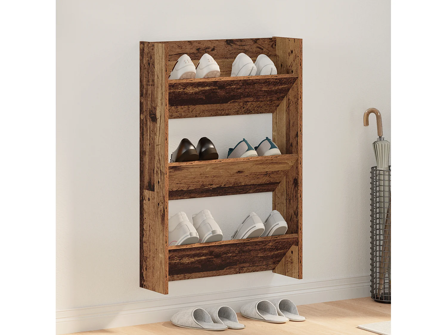 Cabinets à chaussures muraux Vieux bois 60 x 18 x 60 cm