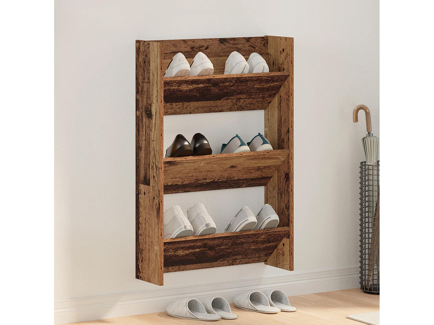 Cabinets à chaussures muraux Vieux bois 60 x 18 x 60 cm