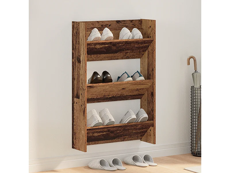 Cabinets à chaussures muraux Vieux bois 60 x 18 x 60 cm