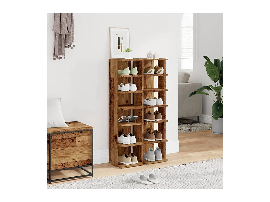 Armoires à chaussures 2 pcs vieux bois bois d'ingénierie