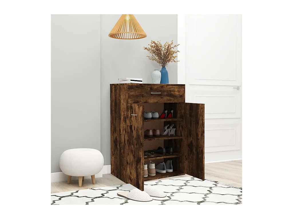 Armoire à chaussures Chêne fumé 60x35x84 cm Bois d'ingénierie