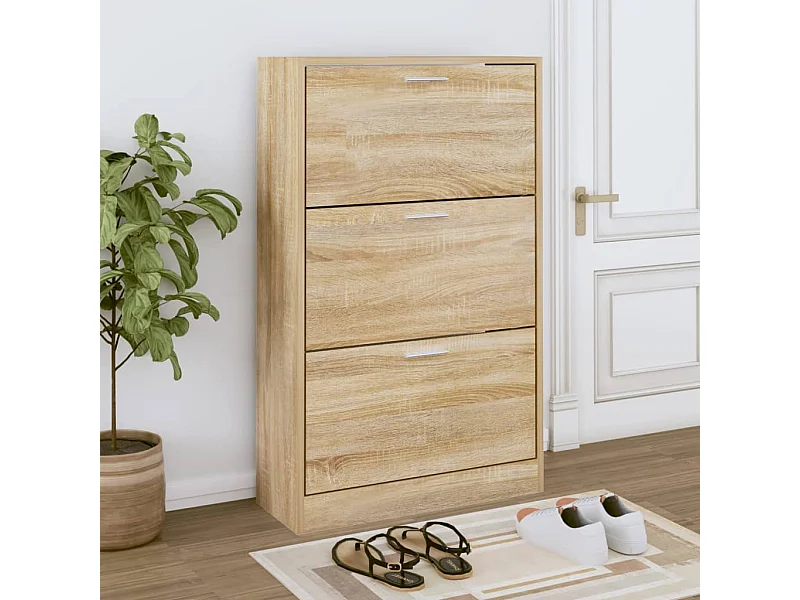 Zapatero de roble Sonoma de 63 x 24 x 103 cm de madera de ingeniería