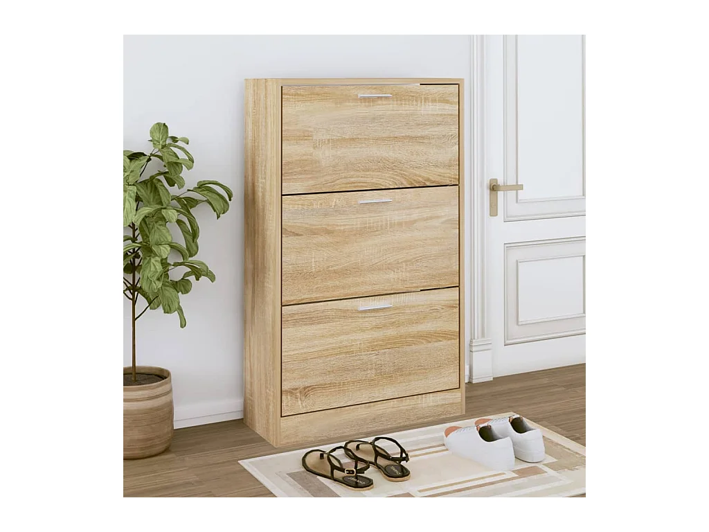 Schuhschrank aus Sonoma-Eiche, 63 x 24 x 103 cm, Holzwerkstoff