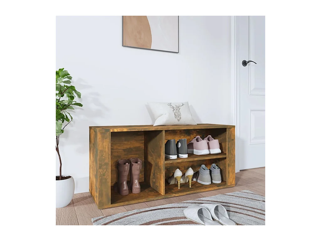 Armoire à chaussures Chêne fumé 100x35x45 cm Bois d'ingénierie