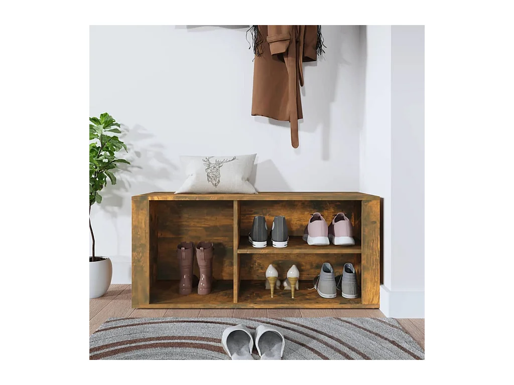 Armoire à chaussures Chêne fumé 100x35x45 cm Bois d'ingénierie