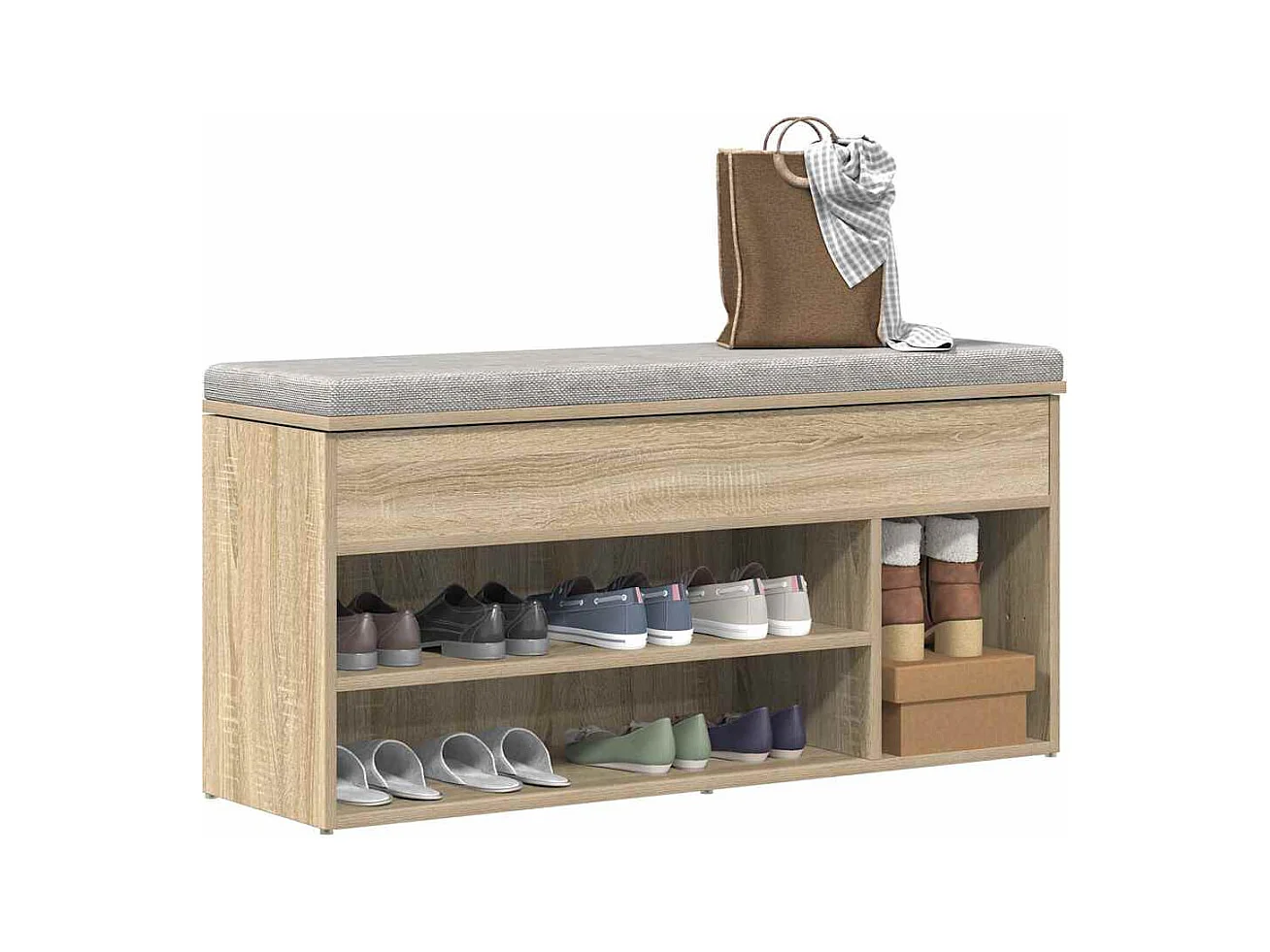 Banc à chaussures chêne sonoma 102x30,5x45 cm bois d'ingénierie
